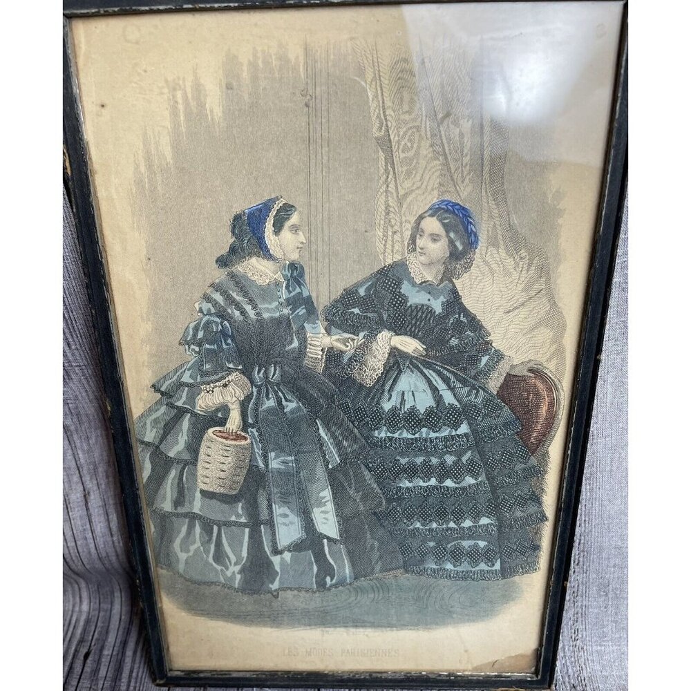Antique Les Modes Parisiennes Petersons Magazine February 1858 Framed Print
